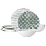 Noritake Hammock 12-Piece Dinnerware Set - Coupe, Service for 4 Porcelain/Ceramic in Green | Wayfair 9355-12A