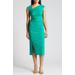 Asymmetric Neck Side Ruched Midi Sheath Dress