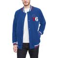 "Men's Tommy Jeans Royal Philadelphia 76ers Dane Raglan Full-Snap Varsity Jacket"