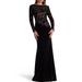 Floral Sequin Long Sleeve Gown - Black - Tadashi Shoji Dresses