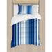 East Urban Home Harbour Stripe Duvet Cover Set, Retro Shades, Twin, Navy Blue White Microfiber in Blue/White | Wayfair