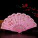 Angfeng Bronzing Golden Glitter Folding Fan Elegant Decorative Hand Fan Plastic Floral Pattern Handheld Fan for Lady Dance Decor Color: WHITE(Pink)