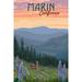 Marin California Deer and Spring Flowers (12x18 Wall Art Poster Room Decor)