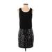 Kensie Cocktail Dress - Mini Scoop Neck Sleeveless: Black Print Dresses - Women's Size Small