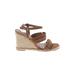Tahari Wedges: Brown Print Shoes - Women's Size 8 1/2 - Open Toe