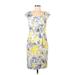 L.K. Bennett Casual Dress - Sheath Scoop Neck Short sleeves: Yellow Floral Dresses - Women's Size 8