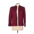 Perceptions Jacket: Short Burgundy Stripes Jackets & Outerwear - Women's Size 12 Petite