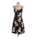 Faded Glory Casual Dress - A-Line Scoop Neck Sleeveless: Black Print Dresses - Women's Size Small