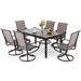 VILLA Outdoor Dining Set for 8 Patio Table and Chairs Set with 8 Padded Deep Seating Swivel Dining Chairs & Full Metal Extendable Table Outside Furniture Dining Set for Poolside La