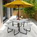 Outdoor Picnic Table with 4 Benches and Umbrella Hole-Gray