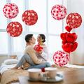 Anvazise 1Pc/6Pcs Valentine s Day Lantern Heart Pattern Hanging Paper Lantern Pendant for Indoor Outdoor Decor Red