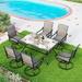 7 Pieces Patio Dining Set Rectangular Black Metal Table with 6 Padded Textilene Fabric Swivel Chairs Outdoor Furniture Set with Umbrella Hole for Garden Poolside Backyard Porch