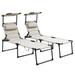 Outsunny 2 Pieces Outdoor Folding Tanning Chairs w/ Shade & Pillow Cream