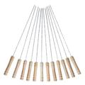 Zainafacai Cutlery Set 10Pcs Bbq Tools Stainless Steel Bbq Steel Pick Wooden Handle Bbq Needle Steel Pick Carving Fork B