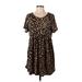 Love Kuza Casual Dress - A-Line Scoop Neck Short sleeves: Brown Leopard Print Dresses - Women's Size Small