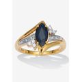 Women's Marquise Cut Midnight Blue Sapphire And Cz 18K Gold-Plated Sterling Silver Ring by PalmBeach Jewelry in Blue (Size 6)