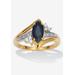 Women's Marquise Cut Midnight Blue Sapphire And Cz 18K Gold-Plated Sterling Silver Ring by PalmBeach Jewelry in Blue (Size 6)