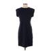 Express Casual Dress - Sheath Crew Neck Short sleeves: Blue Solid Dresses - New - Women's Size X-Small