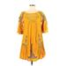 Umgee Casual Dress - A-Line: Yellow Print Dresses - Women's Size Small