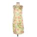 Brooks Brothers Casual Dress - Sheath Scoop Neck Sleeveless: Green Floral Dresses - Women's Size 4