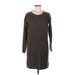 360 Cashmere Casual Dress - Sweater Dress Scoop Neck 3/4 sleeves: Gray Print Dresses - Women's Size Medium