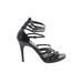 J.Crew Heels: Strappy Stilleto Party Black Print Shoes - Women's Size 9 - Open Toe