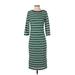 Eva Mendes by New York & Company Casual Dress - Midi: Green Stripes Dresses - New - Women's Size Small