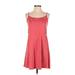 Ann Taylor LOFT Casual Dress - Mini Scoop Neck Sleeveless: Pink Print Dresses - Women's Size Small Petite