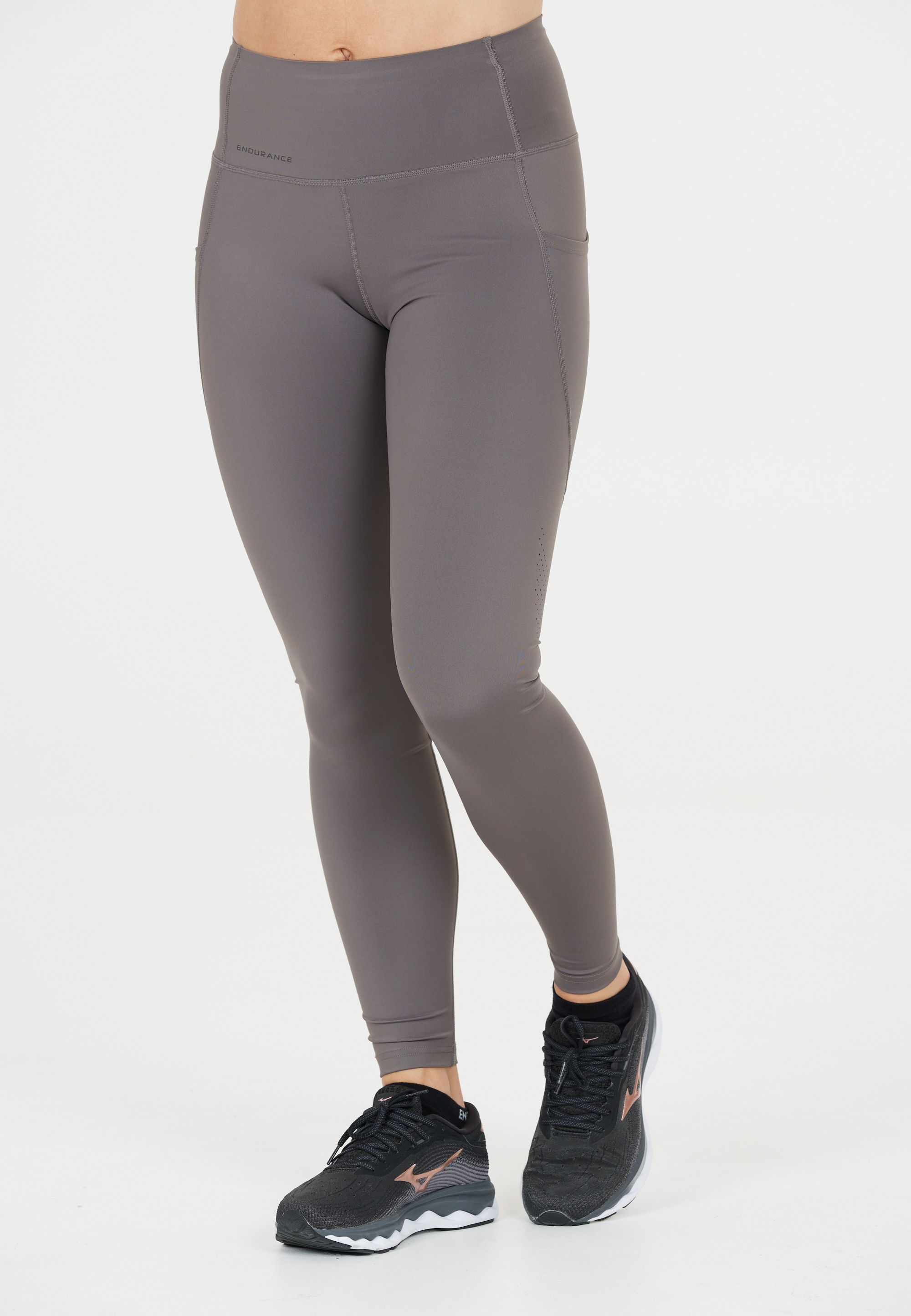 Lauftights ENDURANCE "TATHER", Damen, Gr. 40, EURO-Größen, grau (hellgrau), 75% Nylon, 25% Elasthan, unifarben, normal, Hosen, mit mittlerer Kompression
