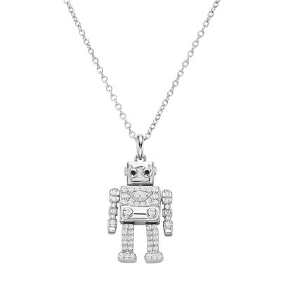 Kette mit Anhänger "Anhänger Roboter mit Zirkonia, Silber 925", silber, GIORGIO MARTELLO MILANO, Halsketten, Damen, 45cm