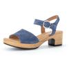 Sandalette GABOR "KRETA", Damen, Gr. 38, blau (jeansblau), Veloursleder, modisch, Schuhe, Blockabsatz, Sommerschuh, Riemchensandale mit Glitterdruck, Weite G
