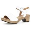 Sandalette GABOR "KRETA", Damen, Gr. 36, weiß, Kalbsleder, klassisch, Schuhe, Blockabsatz, Sommerschuh, Sandale mit Zierschnalle, Weite G (weit), Topseller