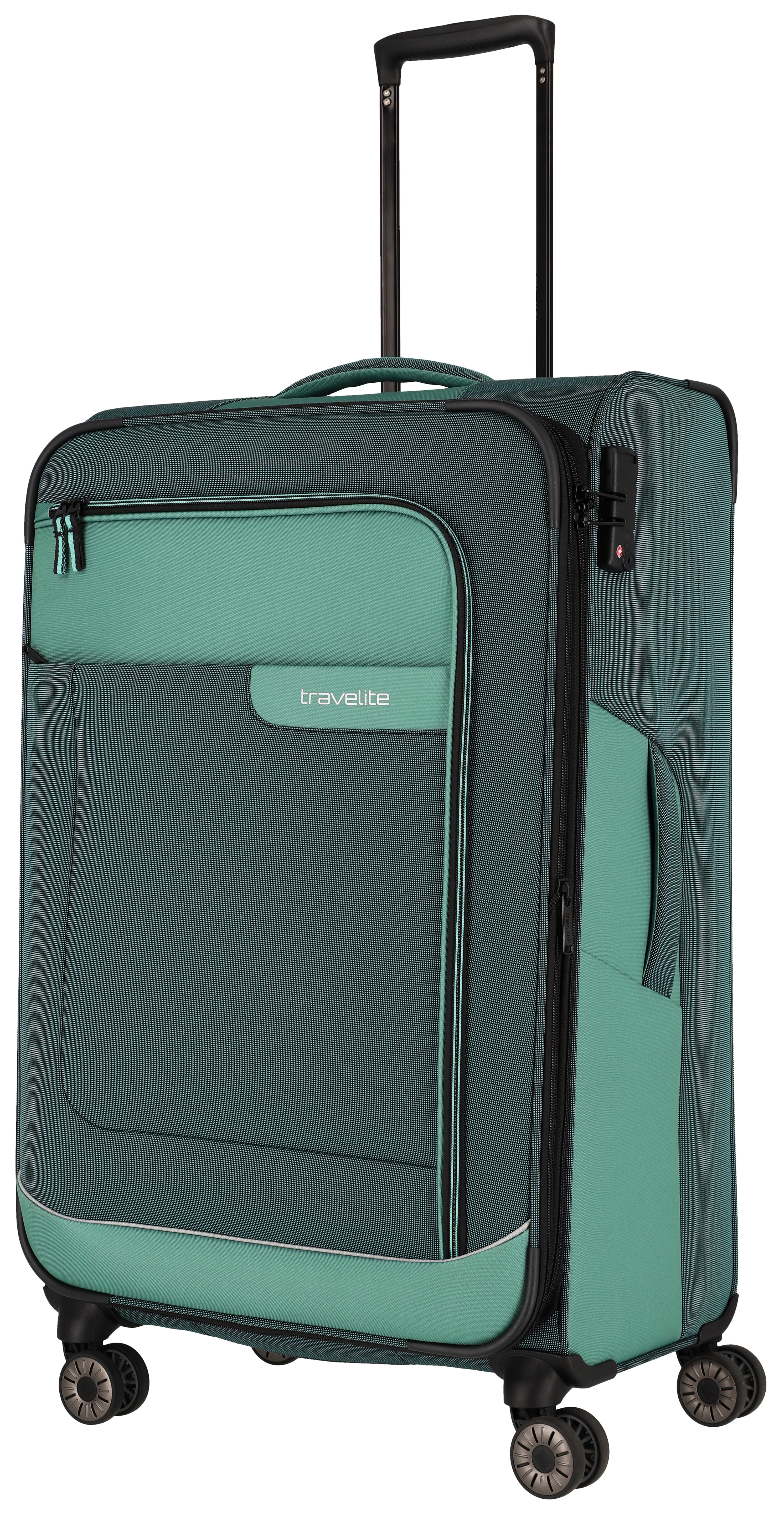 Weichgepäck-Trolley TRAVELITE "VIIA, verschiedene Größen und Farben", Gr. B/H/T: 47cm x 77cm x 30cm 91 l, braun (eukalyptus), Polyester, mehrfarbig, Koffer, Reisegepäck Trolley Koffer Weichgepäck TSA Schloss Image