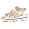 Keilsandalette GABOR, Damen, Gr. 42, beige (beige kombiniert), Leder, Ziegenveloursleder, metallic, modisch, Schuhe, Sommerschuh, Sandale, Keilabsatz, mit drei Klettverschlüssen