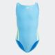 Badeanzug ADIDAS PERFORMANCE "3S SWIMSUIT" Gr. 152, N-Gr, bunt (blue burst, green spark) Kinder Badeanzüge Bekleidung