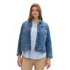 Jeansjacke TOM TAILOR PLUS, Damen, Gr. 44, blau (blau denim), Denim/Jeans, Obermaterial: 98% Baumwolle, 2% Elasthan, unifarben, casual, normal hüftbedeckend, Rundhals, Langarm 1-Knopf-Manschette, Jacken, mit Knopfleiste und Stretch