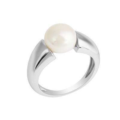 Fingerring ZEEME "Silber 925 rhodiniert mit einer weißen Perle 10-10,5mm" Gr. 17, weiß, Fingerringe, Damen, 017 (53,5), Silber 925 (Sterlingsilber) Image