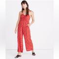 Madewell Pants & Jumpsuits | Madewell Ruched Wide Leg Jumpsuit | Color: Red | Size: 10