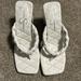 Jessica Simpson Shoes | Jessica Simpson Zaliye Women's Faux Leather Block Heel Slide Sandals - White | Color: White | Size: 7.5
