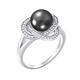 SILVEGO Damen Ring aus 925 Sterling Silber mit echter schwarzer Perle und Zirkonia