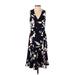 Vince Camuto Casual Dress - Midi: Black Floral Dresses - Women's Size 2