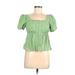 Draper James Short Sleeve Blouse: Green Tops - Women's Size X-Small