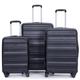 Suitcases with Spinner Wheels, Expandable 3 Piece Luggage Sets Carry On Luggage Lightweight & Durable with TSA Lock and 2 Hooks, Hard Shell Luggage Sets for Travel, Black, 21/25/29'', Travel