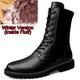 VIPAVA Men's Snow Boots Winter men's motorcycle boots Men's cowboy combat boots Real leather boots Army large size 49 50 51 52 (Color : Black Fluff, Size : 8)