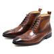 VIPAVA Men's Snow Boots Classic calf leather cowboy boots Men's lace up wingtip pointed ankle boots High top formal (Color : Brown, Size : US 6)