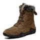 VIPAVA Men's Snow Boots Winter high top men's snow boots waterproof men's boots men's fur thick plush warm men's boots men's ankle boots. (Color : Brown, Size : 9)