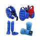 Baoblaze 4Pcs Karate Sparring Gear with Padded Body Protector Vest Boxing Gloves Protective Gear for Grappling Sparring Training Sanda, Blue, XS