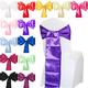 Time to Sparkle 50pcs Satin Chair Cover Sashes Bow Tie Ribbon Table Runner Wedding Reception Decoration - Purple