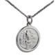 British Jewellery Workshops 9ct White Gold 20mm round St Christopher Pendant with a 1.1mm wide spiga Chain 20 inches