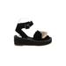 Soludos Wedges: Black Print Shoes - Women's Size 7 1/2 - Open Toe